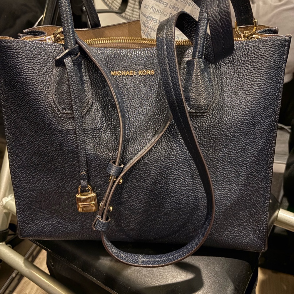 Michael Kors Dark Blue Textured Tote